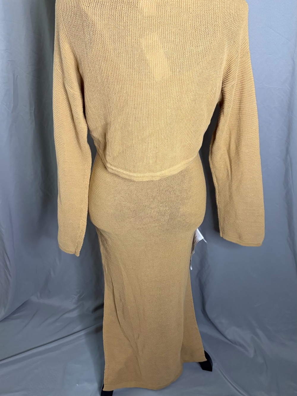 BCBGMaxAzria Camel Knit Midi Dress with Long Sleeves - Picture 5 of 11